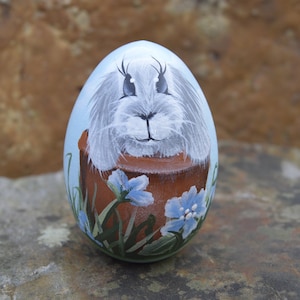 Personalized, Hand Painted Bunny in a Garden Pot Egg, Comes in 4 Sizes, Easter Egg, Hand Painted,