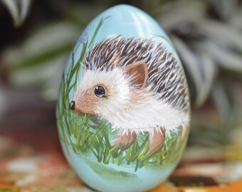 Hand Painted Hedgehog Easter Egg, Hedgehog Egg, Easter Egg, Personalized Egg, Personalized Gift, Easter Decoration