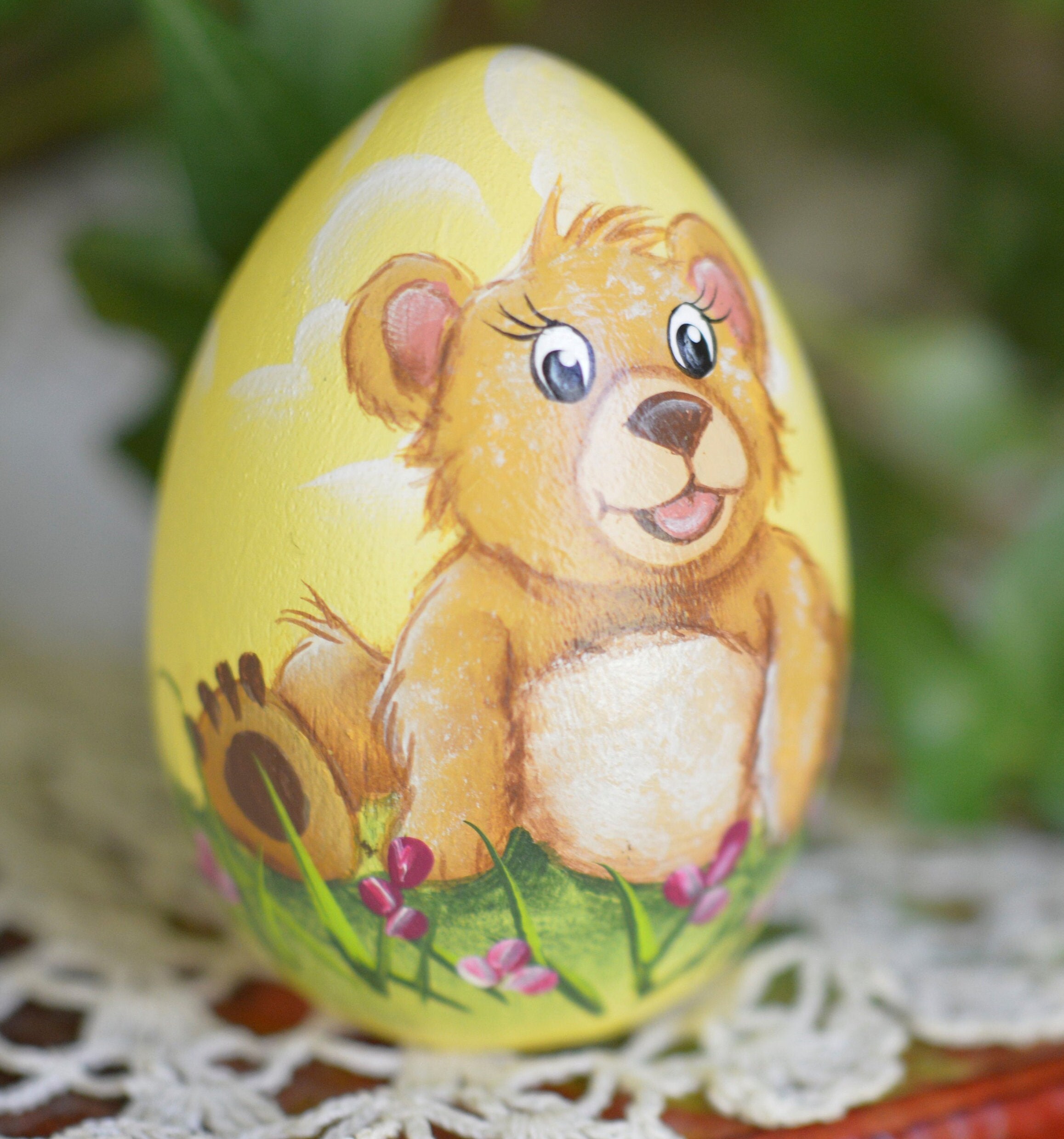 Baby Bear Egg Bear Egg Hand Painted Bear Egg Hand Painted Etsy