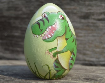 T Rex Hand Painted Egg, T Rex Egg, Personalized Egg, Easter Egg, Easter Gift, Personalized Gift, T Rex