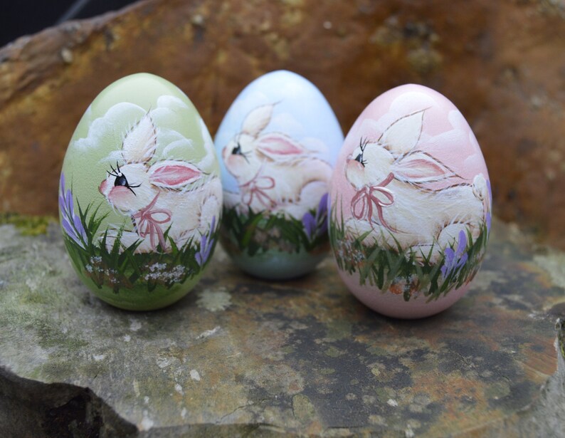 Hand Painted Bunny Egg Bunny Egg Rabbit Egg Easter Egg Etsy