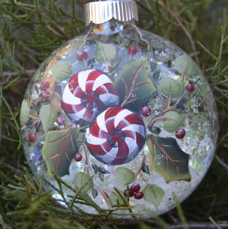 Glass Candy Christmas Ornament Hand Painted  Etsy