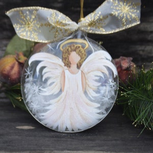Rustic Angel, Hand Painted Glass Ornament, Hand Painted Angel Ornament, Personalized Ornament, Personalized Gift, Angel