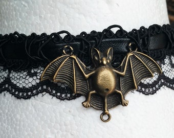 BAT CHOKER ADJUSTABLE, bat jewelry, bat necklace, Halloween choker, Halloween necklace, Halloween jewelry, black choker