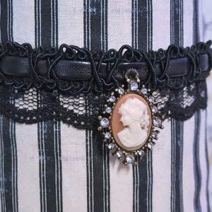 Handmade Cameo Choker: Adjustable Victorian Lace Necklace