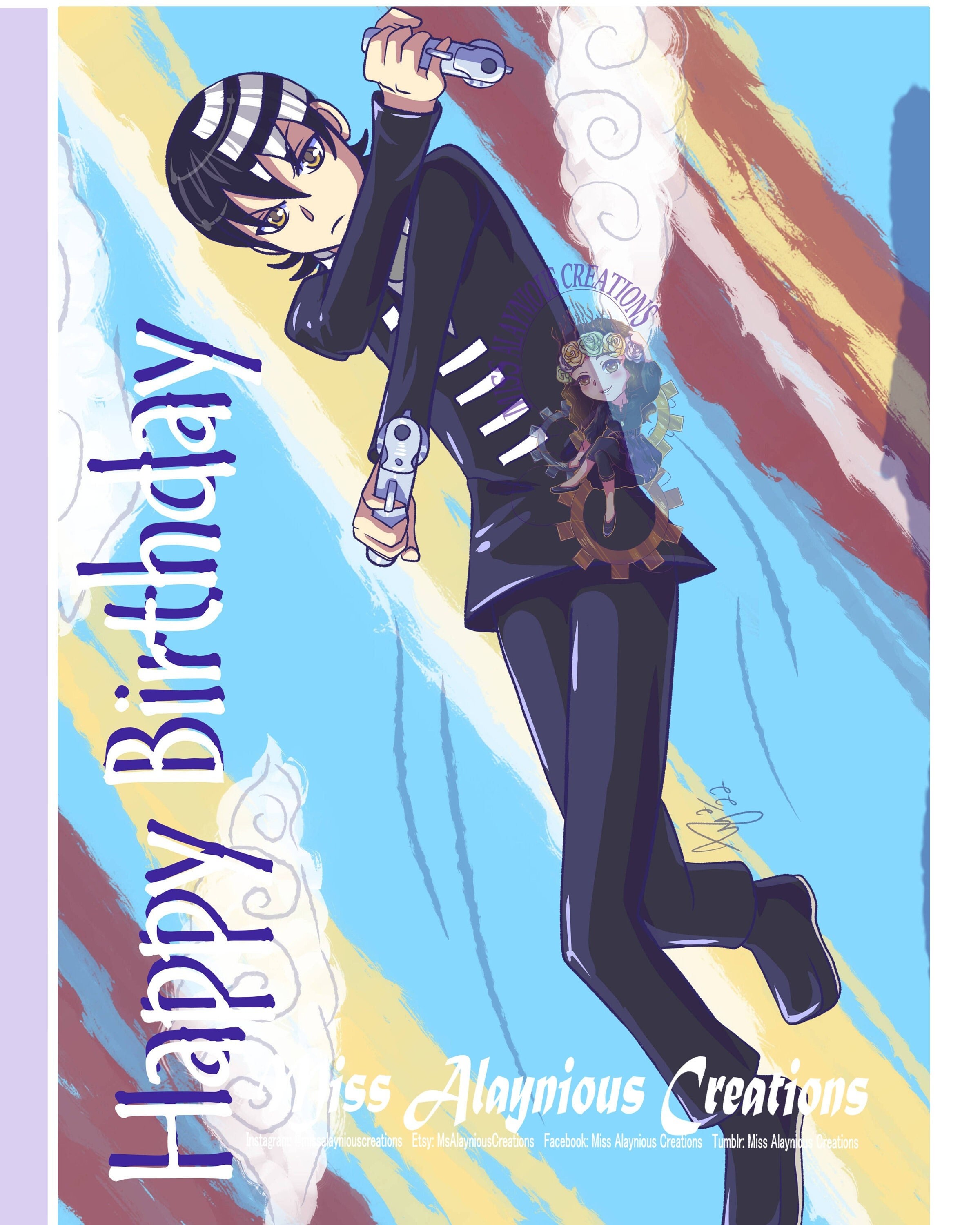 Anime Birthday Card: Original Fanart Greeting Card - Etsy UK