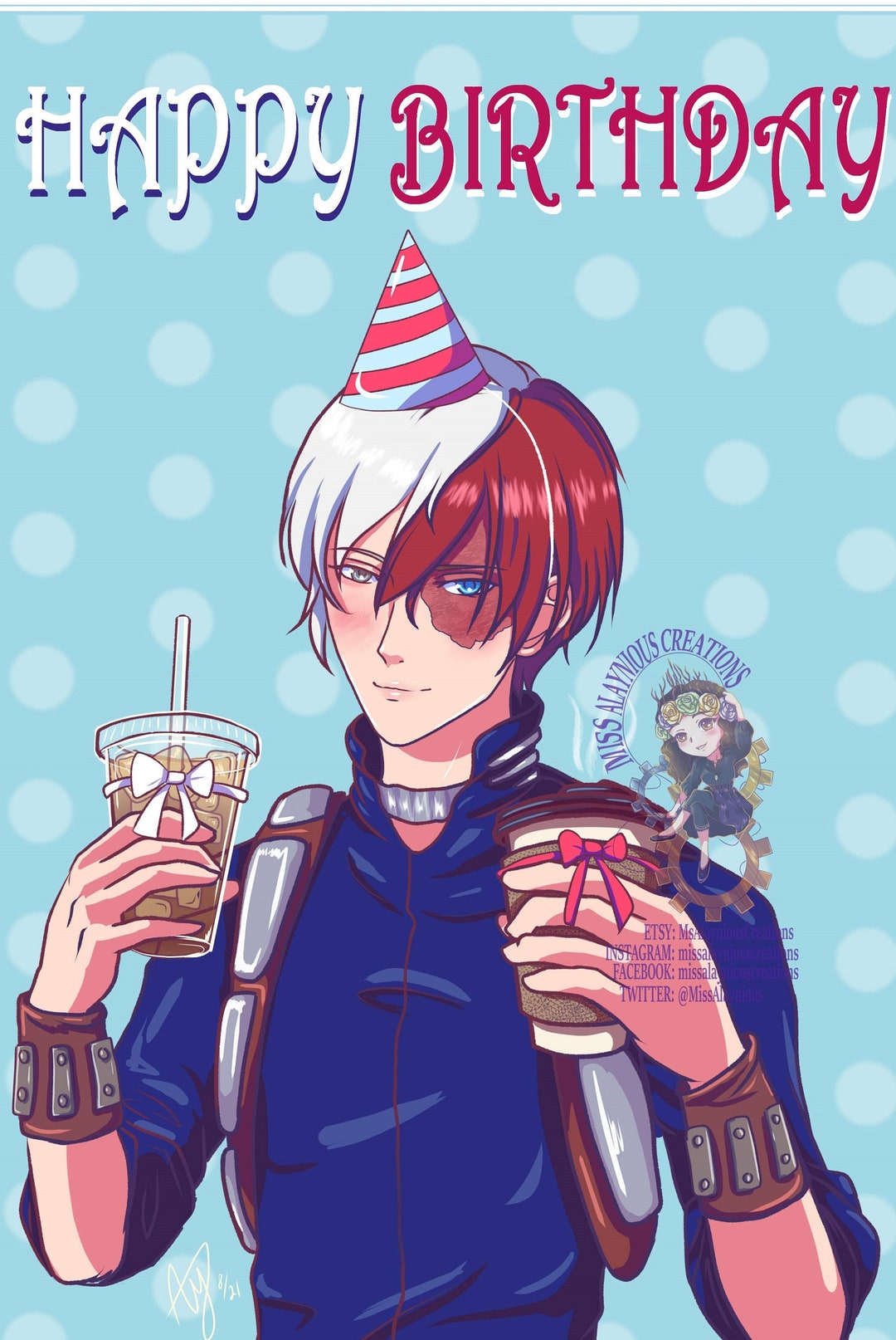 Handmade Anime Birthday Card: Fanart Greeting Card - Etsy