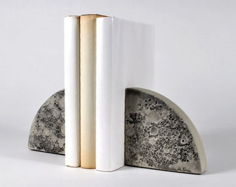 MOON 3-D Texture Bookends