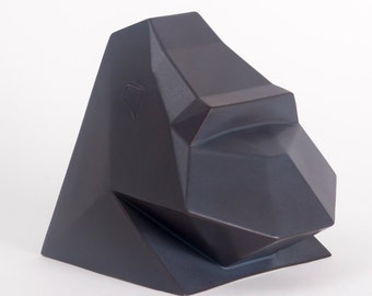 Grayson Gorilla Statue moderne Wohnkultur, Silberrücken Gorilla Skulptur Büste, Herren Geschenke Safari Kindergarten afrikanischen Tier Kunst minimalistischen Stil