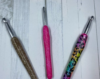 Sparkly, Epoxy Crochet Hooks, made to order