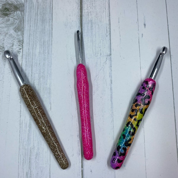 Sparkly, Epoxy Crochet Hooks, made to order