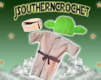 Disfraz de Baby Yoda de vellón, ¡hecho a mano!