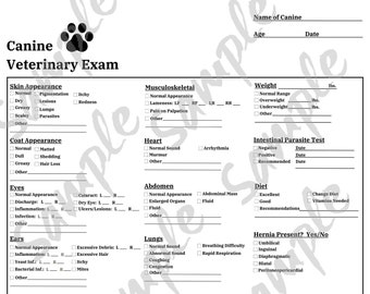 vet form etsy