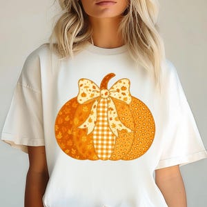 Orange Patchwork png, Pumpkin png, Fall png, Coquette png, Sublimation png, DTF png, Sublimation Design, Digital Download, DTF File