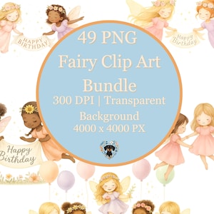 49 PNG Fairy Clipart Bundle Digital Download watercolor fairy clip art whimsical fairy girl clipart bundle cute fantasy fairy png clipart
