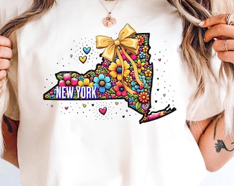 New York png, Empire State png, NY State png, Coquette Bow T-shirtontwerp, digitale download, sublimatie png, DTF png, DTF-bestand, preppy png