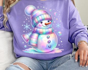 Iridescent Snowman png, Whimsical Christmas Clipart, Digital Download, DTF png, Sublimation png, Trending png, Snowman png