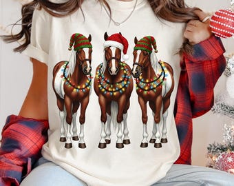 PNG de caballo navideño divertido, PNG de Navidad del oeste, PNG de vaquera, diseño de sublimación navideña, PNG de camiseta de caballo, PNG dtf, descarga digital