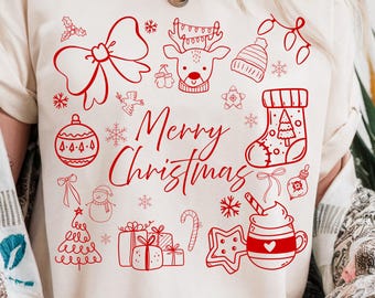 Dibujos navideños PNG, Feliz Navidad PNG, Dibujos navideños, Navidad rosa PNG, Camiseta navideña PNG, PNG para sublimación, descarga digital
