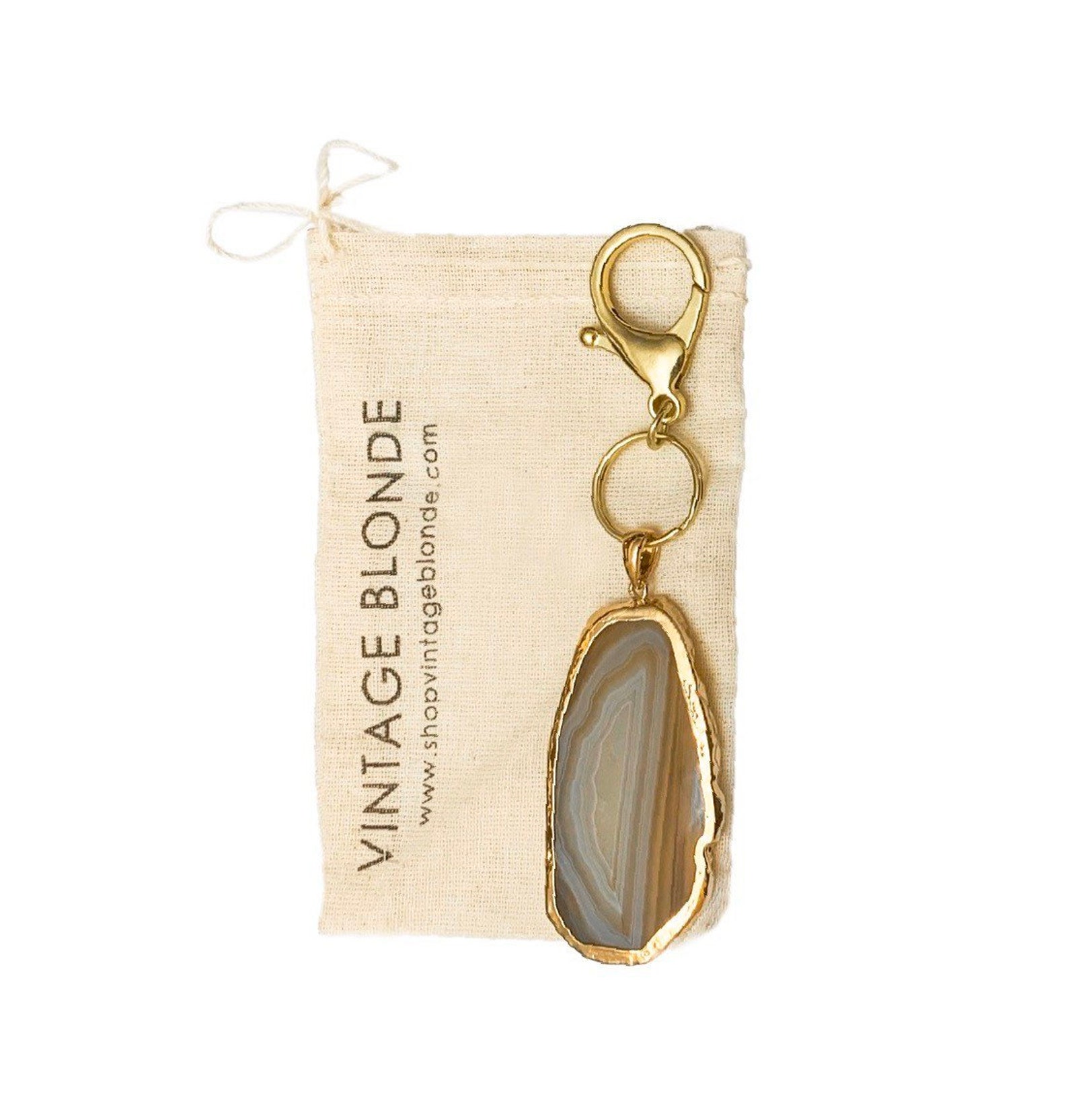 Boho Gold Brown and Tan Agate Stone Statement Keychain - Etsy