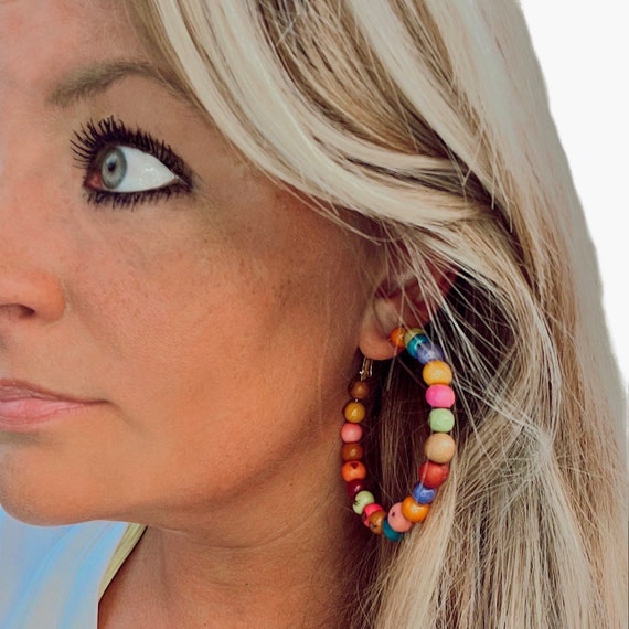 Zella Rainbow Beaded Hoops