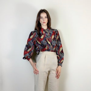 Vintage paisley print blouse. 70s blouse top xs / small image 1