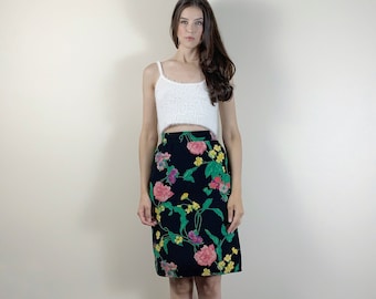 Vintage designer Ungaro floral pencil skirt. High waisted floral skirt. Summer designer high rise pencil skirt.