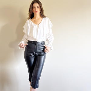 90s vintage suède leather leopard pants Vintage 80s Suede Leopard Print Pants With Metallic Gold