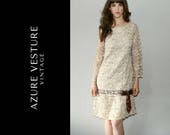 1960s Party Dress. 60s Lace, Drop Waist Dress. Special Occasion, Wedding Guest, Cocktail, Evening Dress. Vintage Dress Small XS