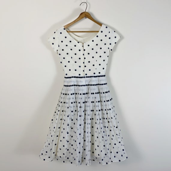 Robe Vintage Années 50 à Pois Bleus - Taille XS/SM - Occasion En Très Bon état - Style Rétro Charmant
