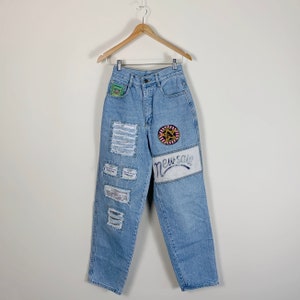 Vintage 90s high waisted patch jean. High Rise 1990s fly girl retro mom jeans. image 3