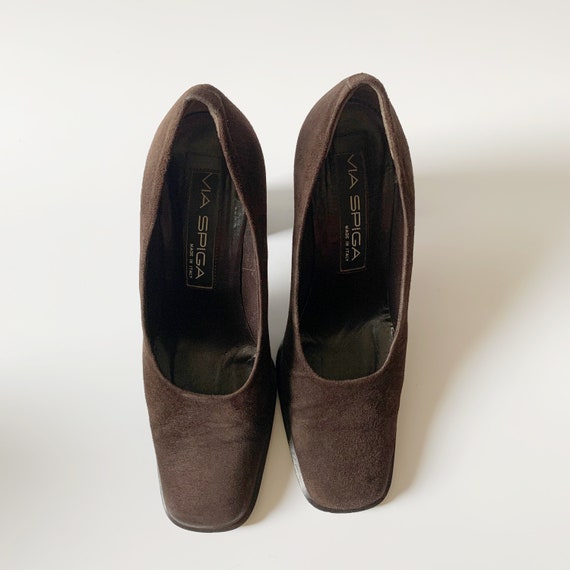 Vintage 90s designer Via Spiga brown Suede leathe… - image 3