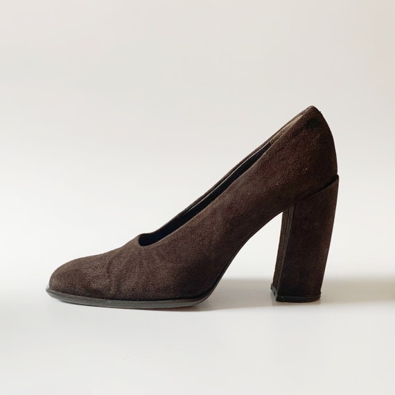 Vintage 90s designer Via Spiga brown Suede leathe… - image 1