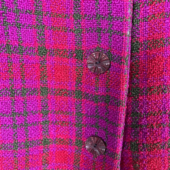 Vintage 60s 70s tweed plaid coat in magenta purpl… - image 7