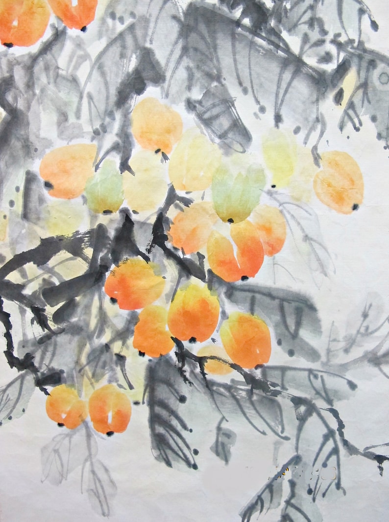 Swallows and Delicous Loquat Wall Hanging watercolor painting Etsy