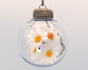 Daisy Chains Christmas Bauble - in White, Orange and Yellow