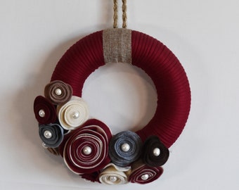 Felt Flowers Handmade Christmas Wreath - Medium