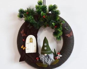 Gnome and Fairy Garden Handmade Christmas Wreath - Large