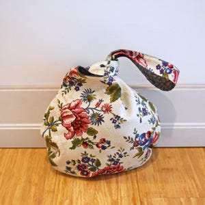 Sac/bracelet nœud japonais réversible - Vintage Flower Garden - Petit