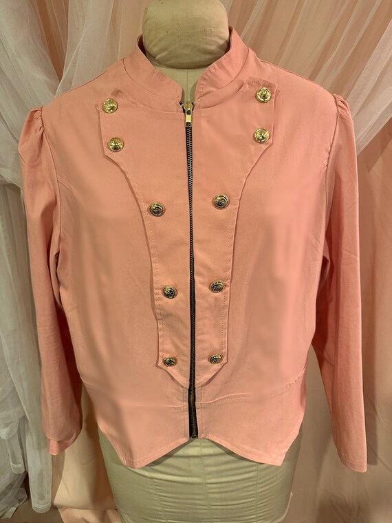 Pink Military Jacket XL 22" Length, 18" zipper, 4… - image 4