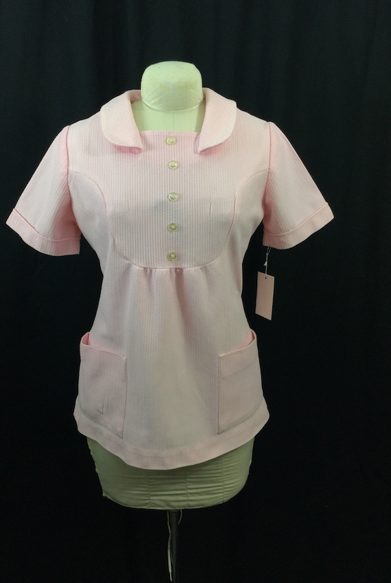 Sweet 1950's Pink Blouse with Peter Pan collar. B… - image 1