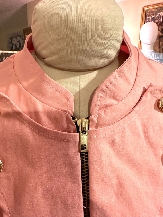 Pink Military Jacket XL 22" Length, 18" zipper, 4… - image 6