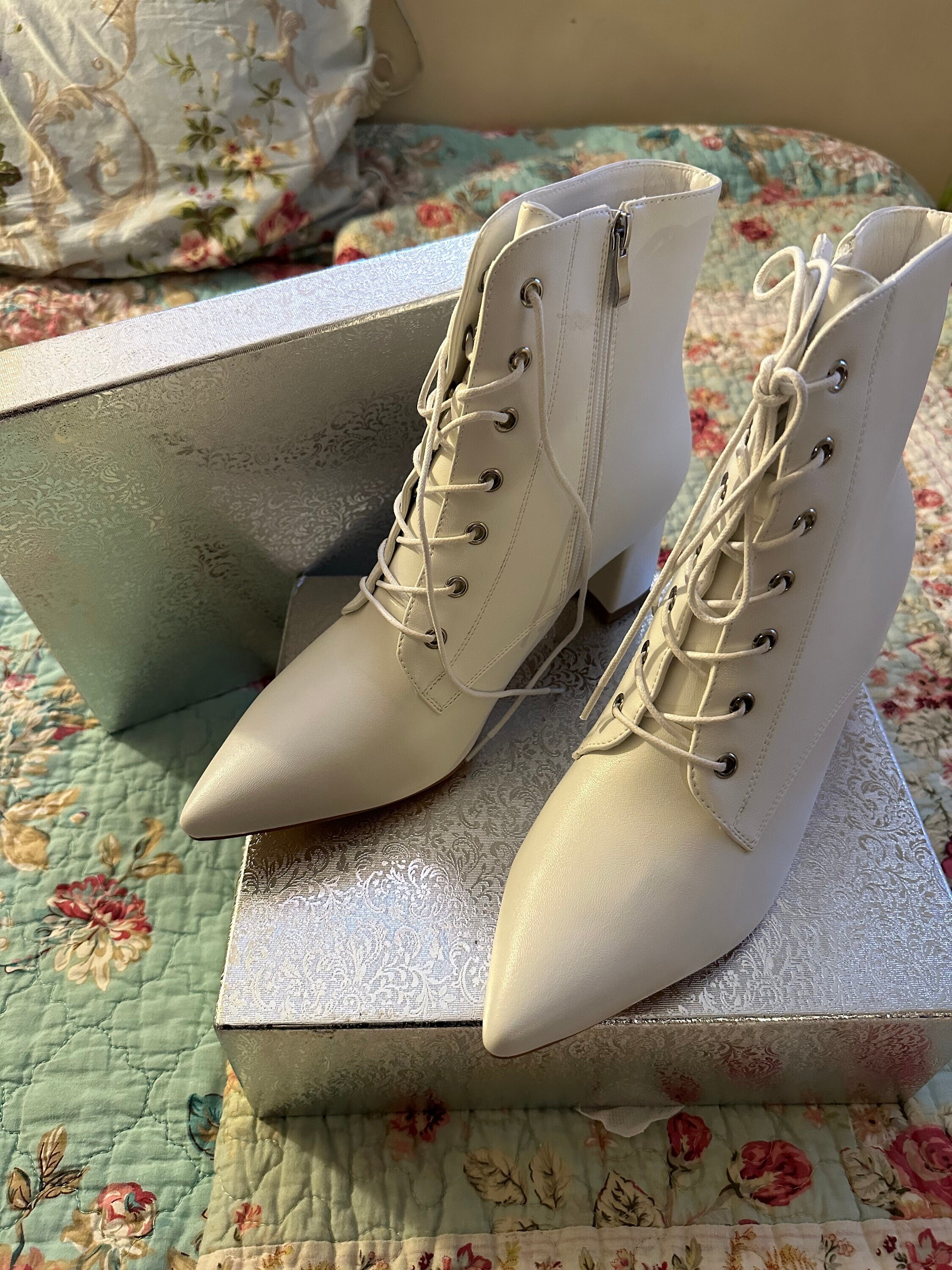 White Pleather Boots Etsy