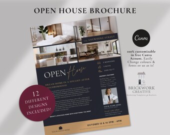 Broschiere für offenes Haus, Makler-Broschüre, Canva Template, Realtor Marketing, Open House Printable, Realtor Marketing