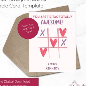 Bearbeitbare Tic Tac Totally Awesome Valentinstagskarten, Happy Valentine's Day Card, School Valentine Tag, druckbare Valentinskarte