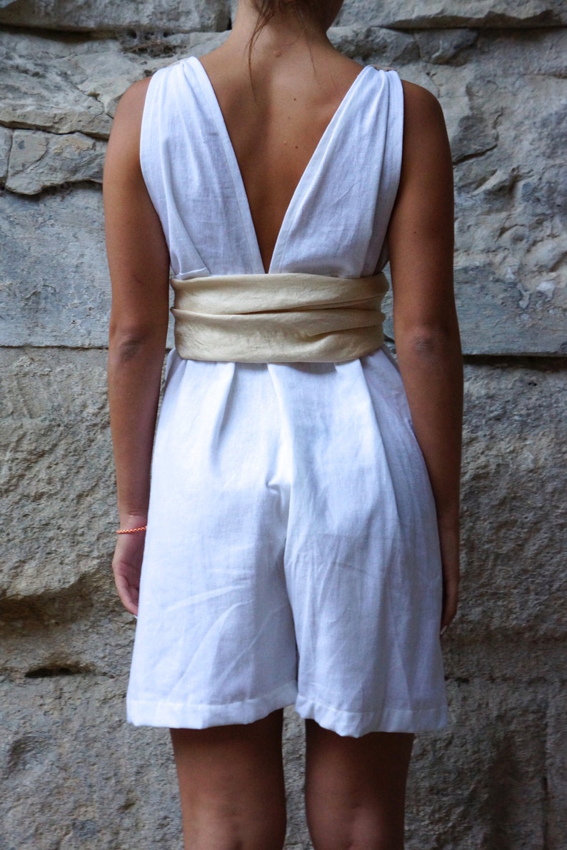 CASSIOPEE white linen playsuit