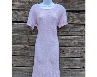 Retro Vintage 1980's Pale Pink Knit Maxi Dress by Spoiled Rotten