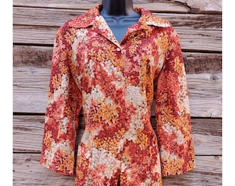 Vintage 1970s Pykettes Orange Smock Blouse - As Is