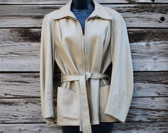 Vintage 1980s W. B. Place and Co Tan Deerskin Leather Coat