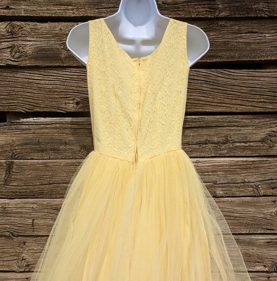 Vintage 1950s Yellow Lace Gown with Tulle Skirt - image 4